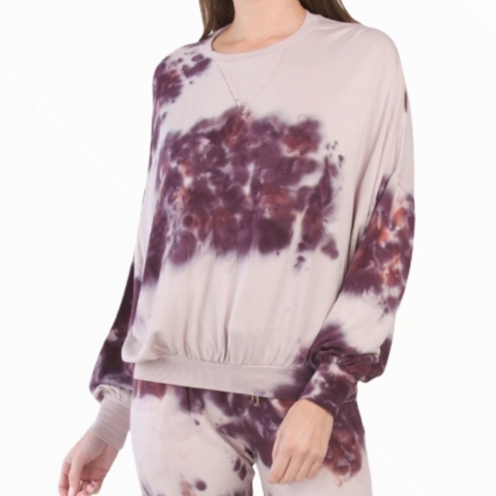 Young Fabulous & Broke Juliet Raglan Sweatshirt Tie Dye Purple Pink Small NWT